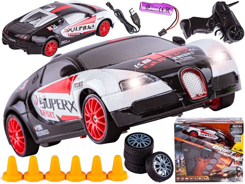 Samochód Do Driftu, Auto RC Drift 1:24 2,4 GHz 4WD CZARNO-BIAŁE BUGATTI zdjęcie 1