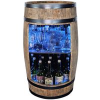 Szafka barowa barek beczka drewniana minibar ciemny brąz podświetlana LED