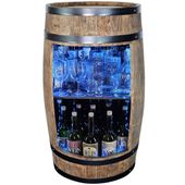 Szafka barowa barek beczka drewniana minibar ciemny brąz podświetlana LED