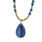 Naszyjnik z Kyanitem – ręcznie wykonany, srebro pozłacane 925