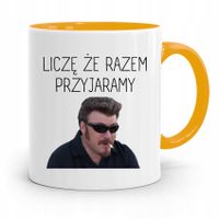 Kubek Żółty Dla Dziewczyny Liczę Że Przyjaramy Z Nadrukiem Ze Zdjęciem