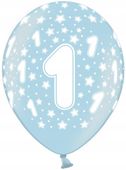 BALON NADRUK "1 " Błękitny B156 ( zestaw 5 szt.)