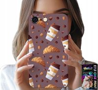 ETUI DO IPHONE 6 / 6S - CASE Z KAWĄ ROGALIKAMI I ZIARNAMI W TLE
