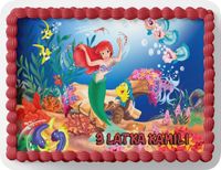 PROSTOKĄTNY OPŁATEK NA TORT A4 20x29CM - SYRENKA ARIELKA + IMIĘ