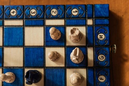 Szachy Senator niebieski/Szachy ozdobne/Szachy drewniane/ producent na Arena.pl