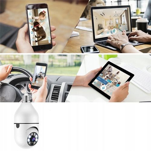 Kamera Obrotowa Panoramiczna 360 Zamiast Żarówki Nagrywanie Nocne Wi-FI IP na Arena.pl