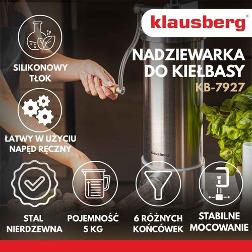 ręczna nadziewarka do kiełbasy 5kg klausberg kb-7927 pionowa na Arena.pl
