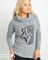 Bluzka bluza tunika z printem kolor SZARY L/XL