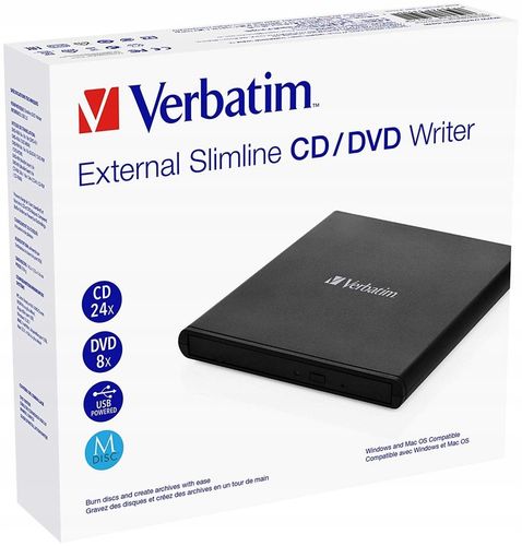 Nagrywarka zewnętrzna Verbatim CD/DVD RW USB 2.0 SLIM LIGHT na Arena.pl