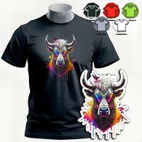 KOSZULKA T-SHIRT MĘSKI WZORY DO WYBORU - BYK BULL ZODIAK ZWIERZE DZIK - XS