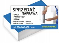 Wizytówki firmowe PROJEKT GRATIS 200 sztuk SPRZEDARZ NAPRAWA OKIEN DRZWI