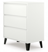 Nowoczesna Komoda 3 Szuflady 70 cm Biała KENDI TS - 2 Kolory