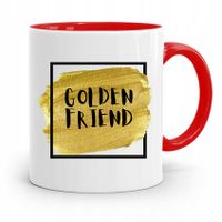 Kubek Czerwony Dla Przyjaciela Golden Friend Z Nadrukiem Ze Zdjęciem