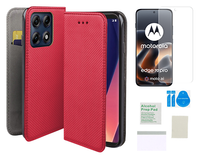 Etui z klapką do MOTOROLA EDGE 70 PRO 5G czerwony case + folia ochronna TPU