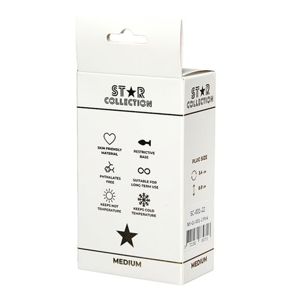 Star Collection - Pink Silicone Anal Plug M - Pink Stone zdjęcie 2