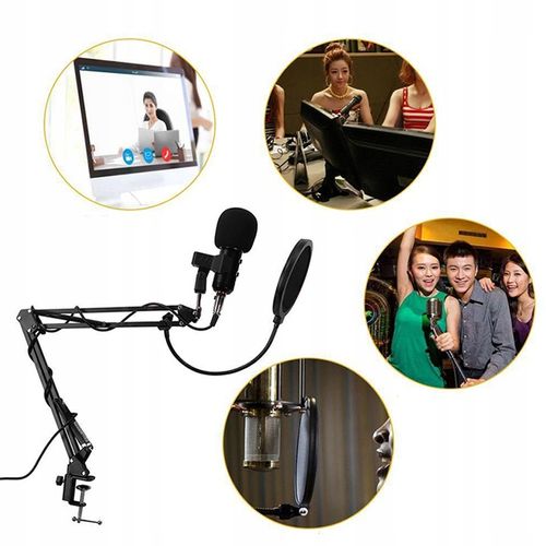 Mikrofon studyjny ze statywem i filtrem USB z mixerem Bluetooth V8X PRO na Arena.pl