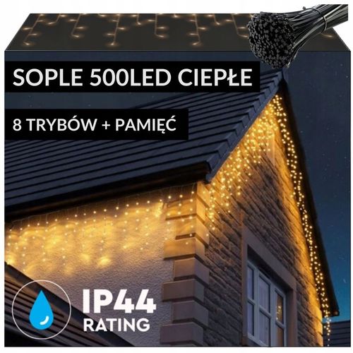 SOPLE 500 LED LAMPKI ZEWNĘTRZNE ŚWIĄTECZNE CIEPŁE 19m TRYTYTKI PROGRAMATOR na Arena.pl