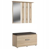 Zestaw Do Przedpokoju Szafka na buty Lustro Wieszak Półka Opal Dąb Sonoma