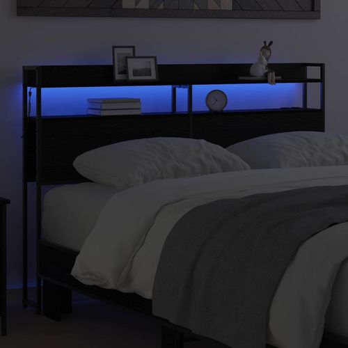 Zagłówek z półką Czarny dąb 135 cm Materiał drewnopochodny na Arena.pl