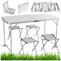 ZESTAW 4 KRZESŁA STÓŁ TURYSTYCZNY KEMPINGOWY OGRODOWY SKŁADANY 120X60 CM