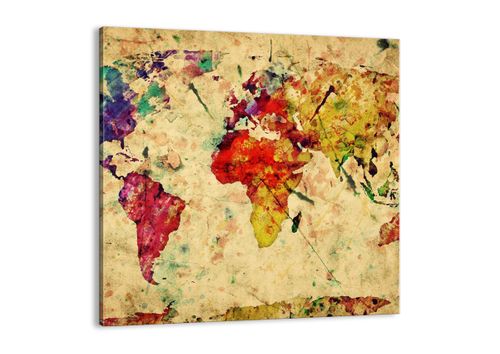 Obraz Na Płótnie - Mapa Kontynenty  - 70X70 Cm - Ac70X70-3582 na Arena.pl