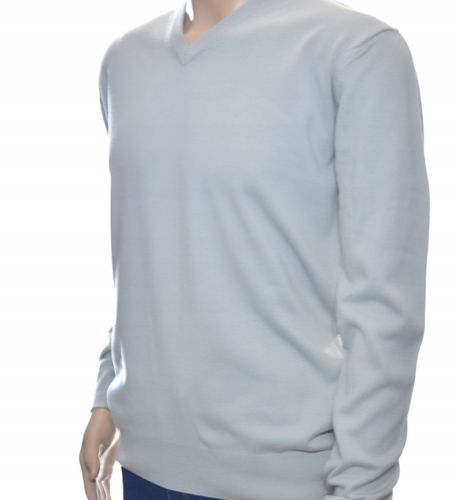 Sweter męski z kaszmiru i wełny merynosów kaszmirowy w szpic L szary 213 na Arena.pl