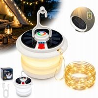 Lampka Kempingowa LED Solarna 10m Przewodu LED 2 Barwy Światła Ciepła Zimna