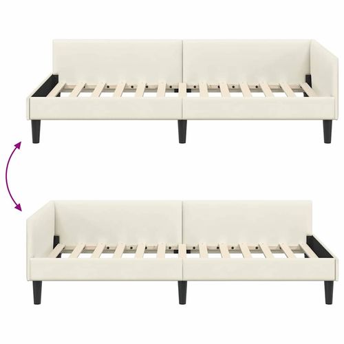 Rama łóżka narożnego Kremowy 90 cm x 190 cm Welurisklejka na Arena.pl