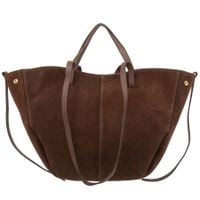 VERA PELLE torebka damska zamszowa shopper duża rozpinana V679 brązowa