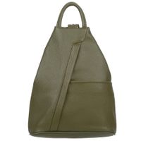 VERA PELLE plecak damski skórzany elegancki trójkątny V509 oliwkowy