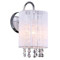 Abażurowa LAMPA kinkiet LANA MBM1787/1 WH Italux kinkiet OPRAWA z kryształkami glamour crystal tuba biała