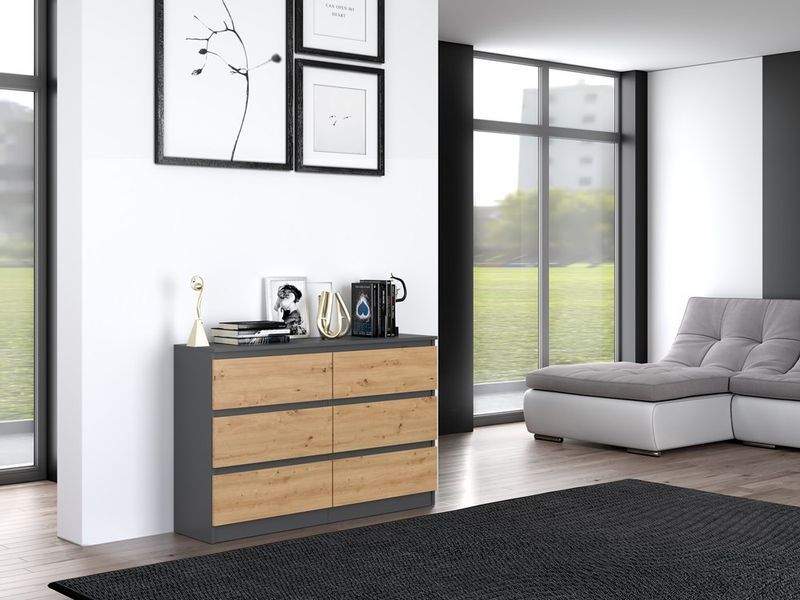 KOMODA MALWA M6 120 - ANTRACYT / DĄB ARTISAN zdjęcie 8