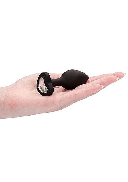 Diamond Heart Butt Plug - Regular - Black zdjęcie 9