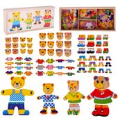 Ubieranie Misia Klocki Drewniane Układanka