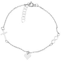 Bransoletka Infinity Nieskończoność Krzyż Serce Srebro 925