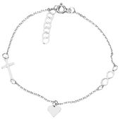 Bransoletka Infinity Nieskończoność Krzyż Serce Srebro 925