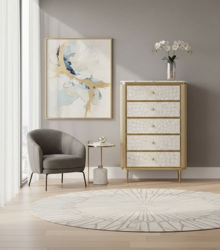 Komoda złota ryflowana muszelkowe fronty Champion 120x80x40 na Arena.pl