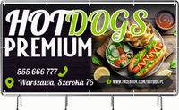 BANER REKLAMOWY 300x150 cm oczkowany projekt w cenie HOT DOGS FAST FOOD