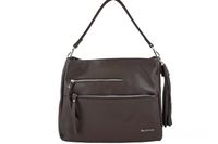 Pojemna skórzana torba z frędzlem - Brązowa ciemna