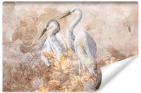 Fototapeta Ścienna Abstrakcja Ptaki CZAPLE Liście Beton 135cm x 90cm
