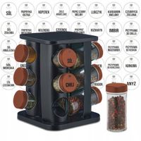 Stojak na przyprawy PRZYPRAWNIK obrotowy + NAKLEJKI 12 słoików dużych 100ml