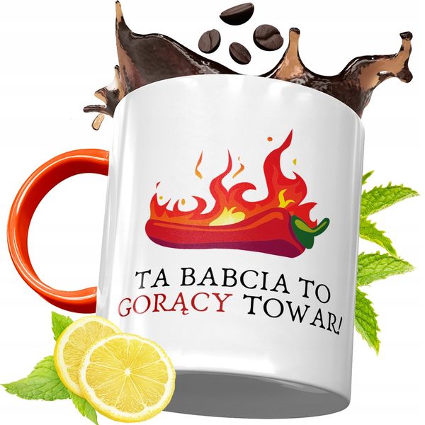 Kubek Pomarańczowy Dla Babci Dzień Babci Prezent Z Nadrukiem Ze Zdjęciem zdjęcie 1