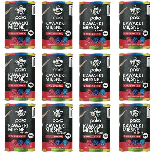 PAKO mokra karma dla psa kawałki w sosie wołowina 12x415g na Arena.pl