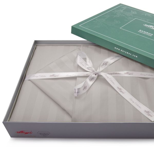 Pościel satyna bambusowo-bawełniana STRIPE GREY 180x200 szara zdjęcie 6