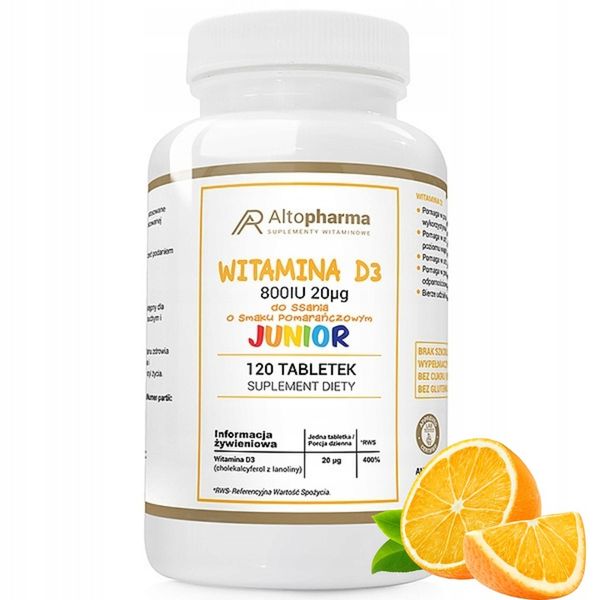 WITAMINA D3 800IU 20µg DLA DZIECI DO SSANIA 120tab zdjęcie 2