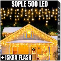 SOPLE 500 LED LAMPKI BIAŁY CIEPŁY + FLASH GIRLANDA Świąteczna Kurtyna