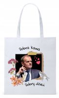 Donald Tusk Platforma Torba Eco Biała Shopper Z Nadrukiem Ze Zdjęciem