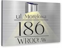 Tabliczka adresowa dibond srebrny numer domu 40x30 lampka LED dużo wzorów