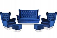 Zestaw wypoczynkowy mebli uszak Diana sofa fotele pufy Family Meble komplet