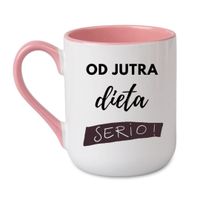 KUBEK "OD JUTRA DIETA" Wzór - Elegant Coffee Różowy 330 ml